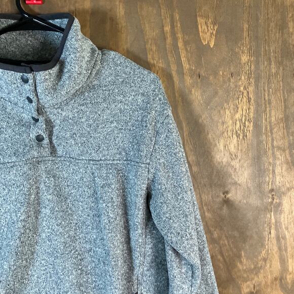 Eddie Bauer Womens Sweatshirt Gray Radiator Fleece Snap Mock Neck Large - Picture 5 of 12